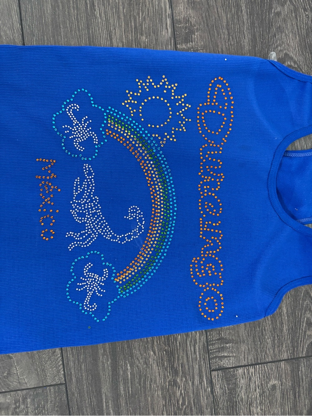 Blue Rhinestone Rainbow Tank Top